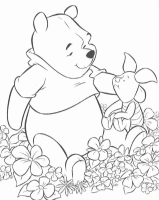 A coloring page of winnie the pooh - group